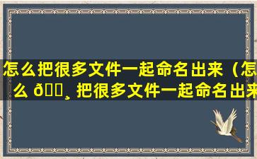 怎么把很多文件一起命名出来（怎么 🕸 把很多文件一起命名出来发给别人）